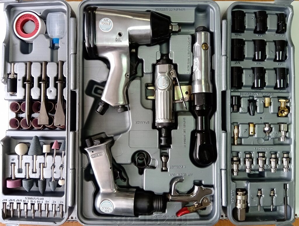 Набор пневмоинструмента и аксессуаров (71 предмет) Rotake RT-009K от компании Дилер-НН - оборудование и инструмент для автосервиса и шиномонтажа - фото 1