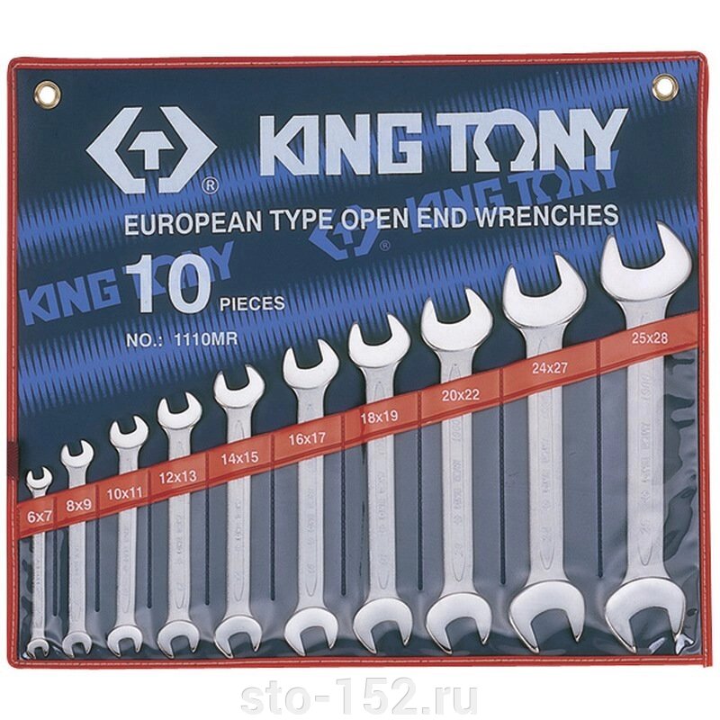 Набор рожковых ключей, 6-28 мм, 10 предметов KING TONY 1110MR от компании Дилер-НН - оборудование и инструмент для автосервиса и шиномонтажа - фото 1