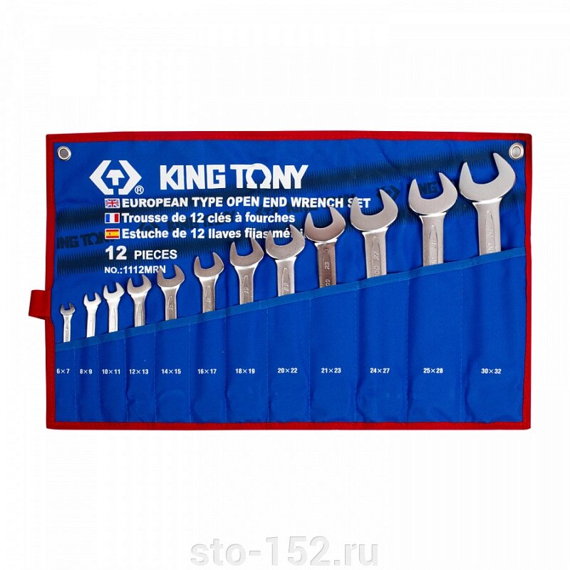 Набор рожковых ключей, 6-32 мм , чехол из теторона, 12 предметов KING TONY 1112MRN от компании Дилер-НН - оборудование и инструмент для автосервиса и шиномонтажа - фото 1