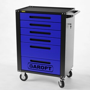 Тележка инструментальная Garopt 6 ящиков, центральный замок, доводчики, GAROPT Серия "High", высота 1040мм GTH6. BLUE