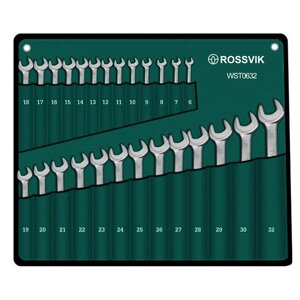 НАБОР КЛЮЧЕЙ КОМБИНИРОВАННЫХ ROSSVIK 6-32ММ, 26ШТ WST0632