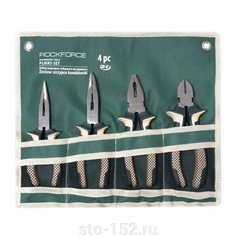Набор шарнирно-губцевого инструмента 4пр 7-180мм (бокорезы, плоскогубцы утконосы прямые/изогнутые) Rock FORCE RF-5046C - фото