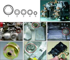 Набор головок для ТНВД специальных (BOSCH) 5 предметов JTC-4493