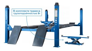 Подъемник четырехстоечный 5 т, c ручной траверсой 3 т N433, для сход-развала, механическое снятие NORDBERG 4450_MB (M)