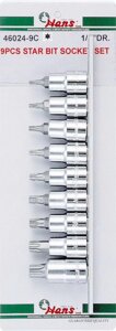 Набор торцевых головок TORX 1/2" Hans, 46024-9C