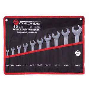 Набор ключей рожковых 10пр.(6x7мм-24х27мм) на полотне Forsage F-5102P