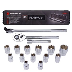 Набор инструментов 17пр. 1/2'' (6гр) (10-27мм) Forsage F-4172-5