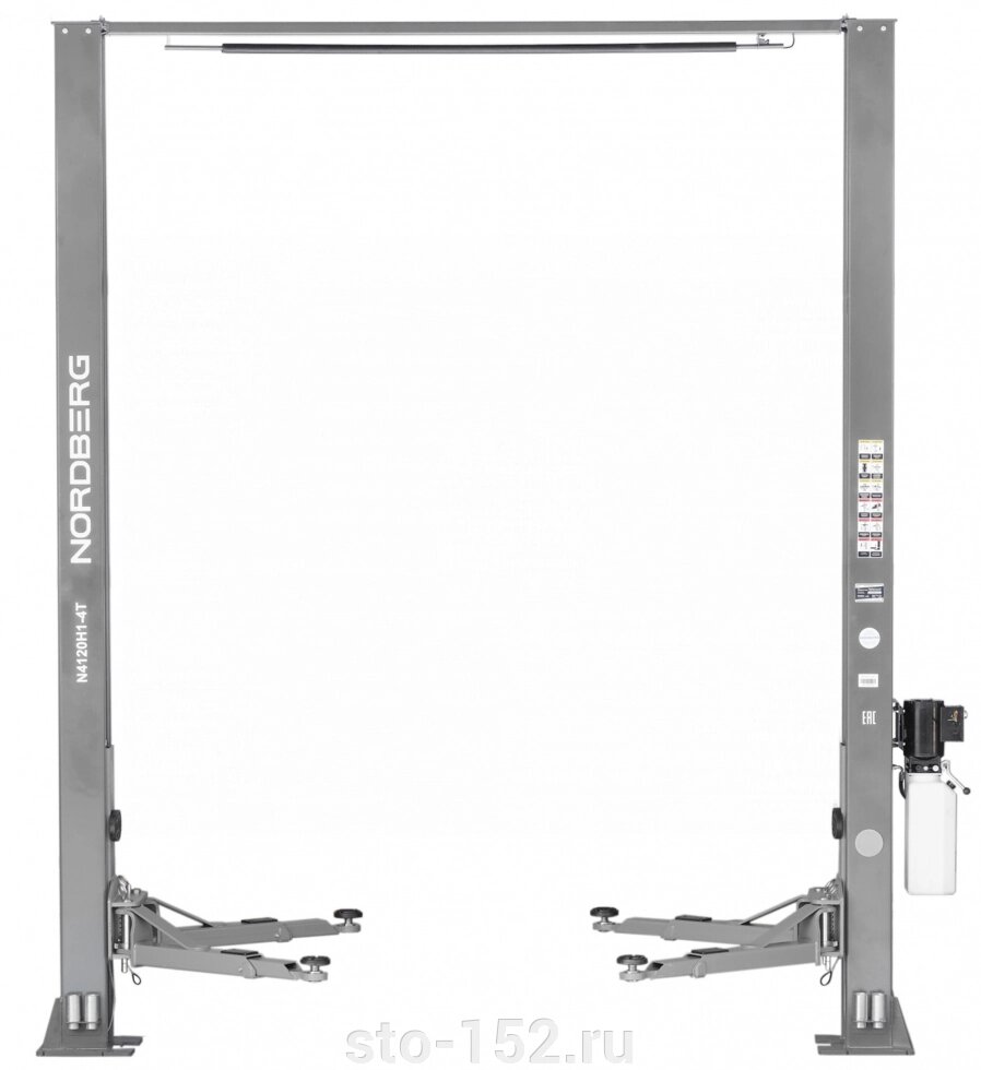 Подъемник 2х стоечный 4т с верхней синхронизацией, H=3,6 м (серый) NORDBERG N4120H-4G от компании Дилер-НН - оборудование и инструмент для автосервиса и шиномонтажа - фото 1