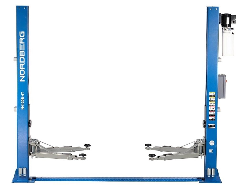 Подъемник 380V 2х стоечный 4т с электростопорами (синий) NORDBERG N4120BE-4B от компании Дилер-НН - оборудование и инструмент для автосервиса и шиномонтажа - фото 1