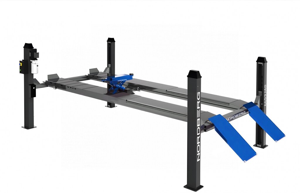 Подъемник четырехстоечный 5 т, c пневмогидравлической траверсой 3 т, серый NORDBERG 4453JAG от компании Дилер-НН - оборудование и инструмент для автосервиса и шиномонтажа - фото 1