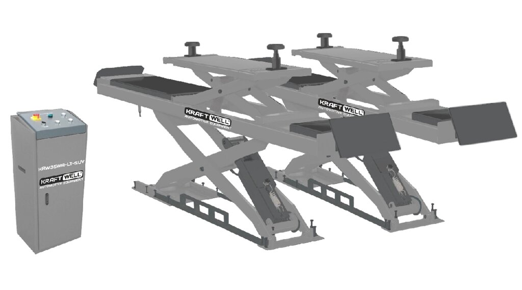 Подъемник ножничный 3,5т заглубляемый для сход-развала с подъемником второго уровня (для SUV) KraftWell KRW35WA-LT-SUV от компании Дилер-НН - оборудование и инструмент для автосервиса и шиномонтажа - фото 1