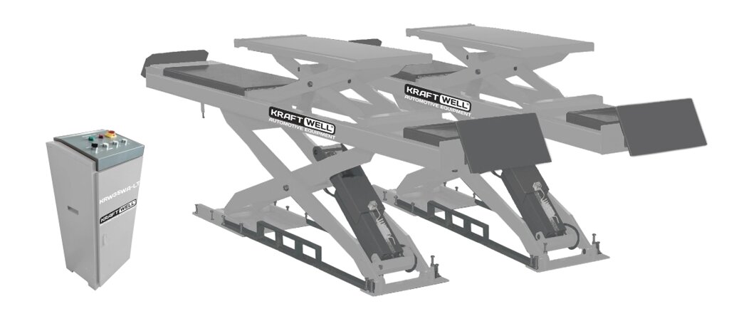 Подъемник ножничный г/п 3,5т заглубляемый, платформы для сход-развала с подъемником второго уровня KraftWell KRW35WA-LT от компании Дилер-НН - оборудование и инструмент для автосервиса и шиномонтажа - фото 1