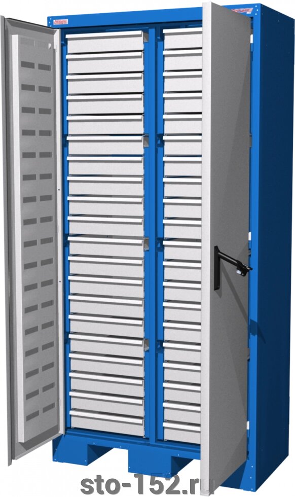 Шкаф металлический для инструмента двухсекционный, синий FERRUM 08.3400-5015 от компании Дилер-НН - оборудование и инструмент для автосервиса и шиномонтажа - фото 1