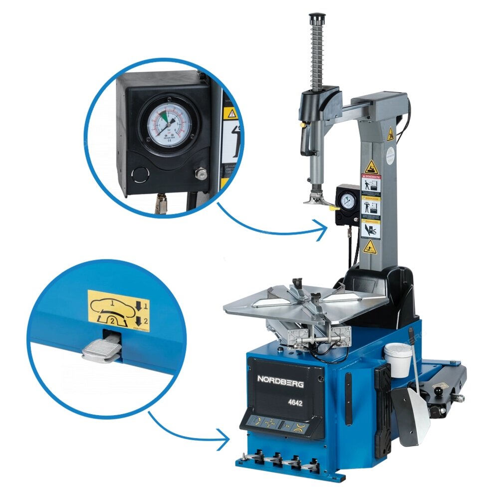 Станок шиномонтажный 380V автомат, 2х скоростн, зажимы 14-27", синий NORDBERG 4642 от компании Дилер-НН - оборудование и инструмент для автосервиса и шиномонтажа - фото 1