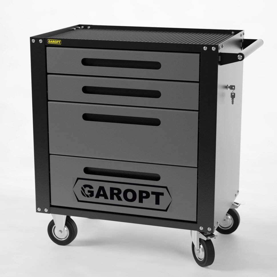 Тележка инструментальная Garopt 4 ящиков, центральный замок, доводчики, GAROPT Серия "Standart" GTS4. grey от компании Дилер-НН - оборудование и инструмент для автосервиса и шиномонтажа - фото 1