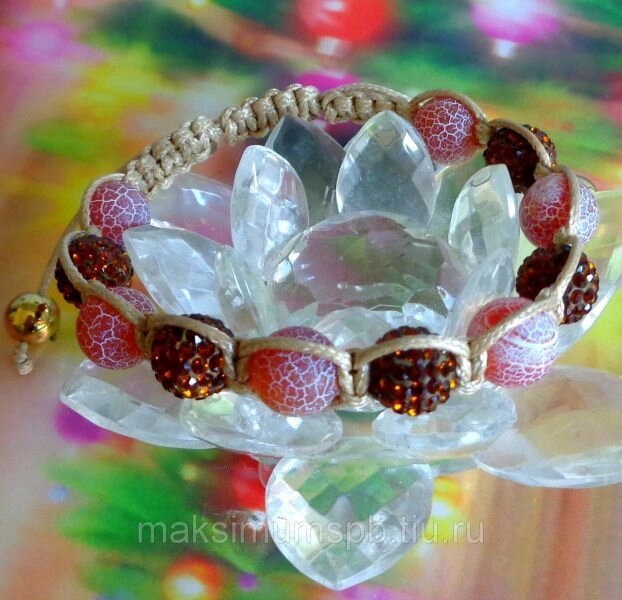 Браслет Shamballa "Капучино" со стразами Swarovski и Бразильским  Агатом от компании Интернет-Магазин "Максимум" - фото 1