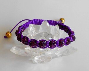 Браслет Shamballa со стразами Swarovski Amethyst плетеный