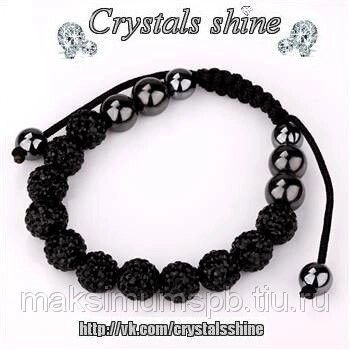 Браслет Shamballa со стразами Swarovski Jet