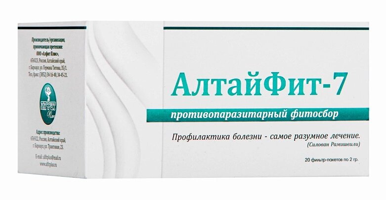 Фитосбор Противопаразитарный Алтайфит-7, 20 пакетиков по 2г от компании Интернет-Магазин "Максимум" - фото 1