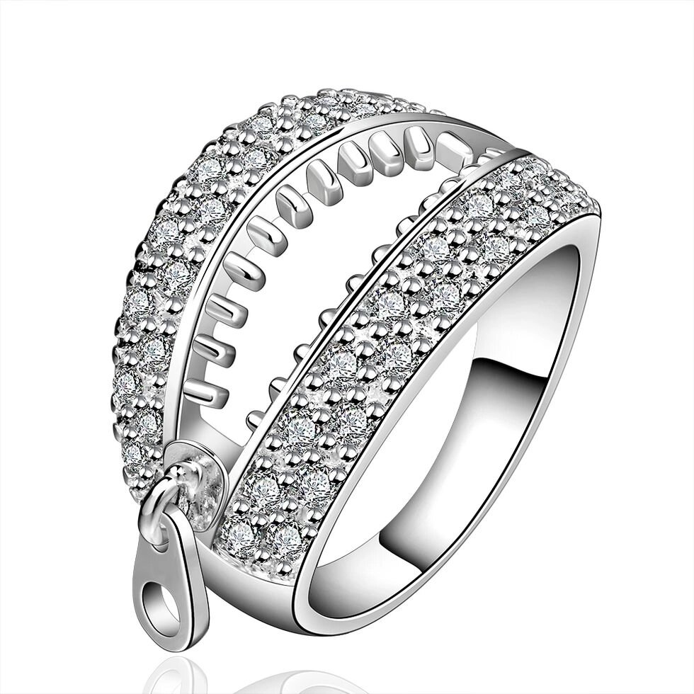Кольцо с кристаллами Swarovski "Молния" сильвер от компании Интернет-Магазин "Максимум" - фото 1