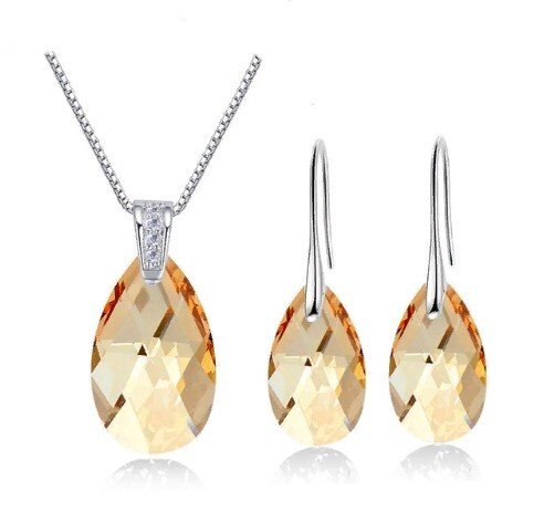 Комплект с кристаллами Swarovski "Хрустальная слеза" Golden Shade от компании Интернет-Магазин "Максимум" - фото 1