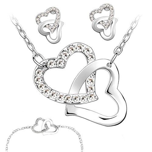 Комплект с кристаллами Swarovski "Сердцем к сердцу (сильвер)" от компании Интернет-Магазин "Максимум" - фото 1