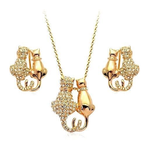 Комплект с кристаллами Swarovski "Влюбленные котята" : подвеска на цепочке + серьги от компании Интернет-Магазин "Максимум" - фото 1