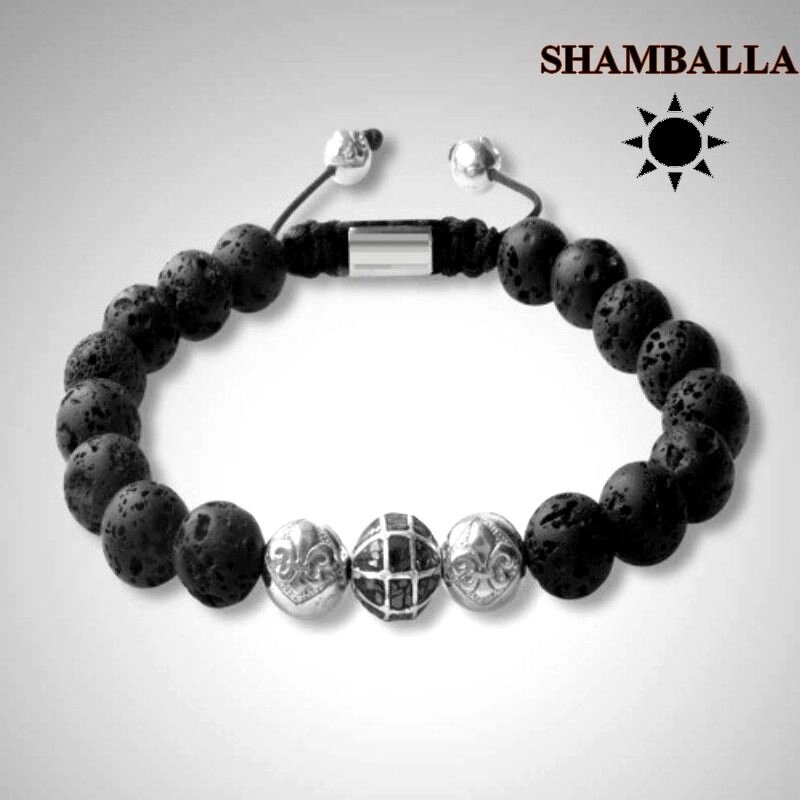 Мужской браслет shamballa 015M с лавовым камнем от компании Интернет-Магазин "Максимум" - фото 1