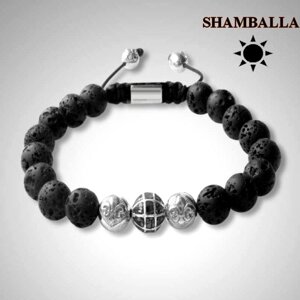 Мужской браслет shamballa 015M с лавовым камнем