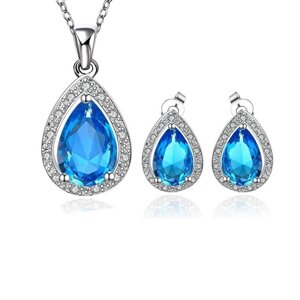 Комплект с кристаллами Swarovski "Аквамарин": серьги + подвеска
