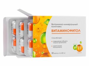 Витаминно-минеральный комплекс Витаминофитол, для поднятия иммунитета, 30 капсул по 450 мг, Алфит Плюс