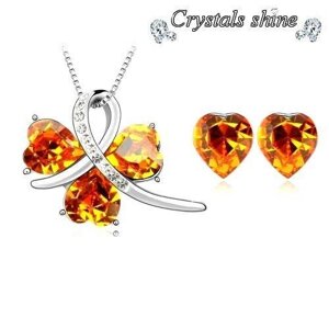 Комплект с кристаллами Swarovski "Восход" : подвеска на цепочке + серьги