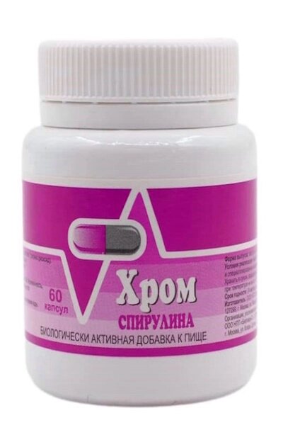 Хром-спирулина, растительный комплекс, 60 капсул по 150 мг, Биотика-с - гарантия