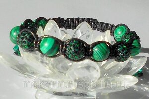 Браслет Shamballa "Путешествие в Джугли" со стразами Swarovski и натуральными полудрагоценными камнями