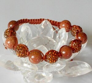 Браслет Shamballa "Шоколадный восторг" со стразами Swarovski и солнечным Авантюрином