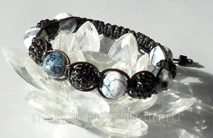 Браслет Shamballa "Полет дракона" со стразами Swarovski и натуральными полудрагоценными камнями