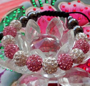 Браслет Shamballa со стразами Swarovski (Crystal/Rose)