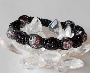 Браслет Shamballa "В ритме мегаполиса" со стразами Swarovski и натуральными полудрагоценными камнями
