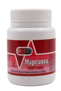 Марганец - спирулина, растительный комплекс, 60 капсул по 300мг, Биотика-С
