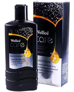 Шампунь для волос Wellice Чёрный кунжут, от выпадения, 400 мл., с экстрактом черного кунжута и оливы