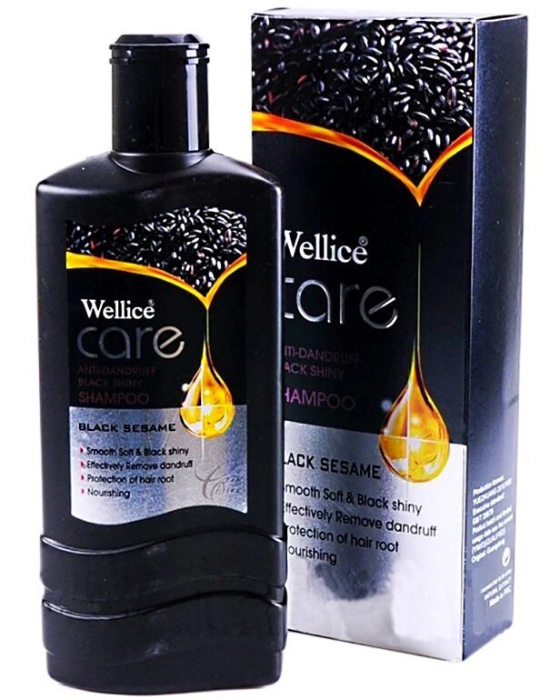 Шампунь для волос Wellice Чёрный кунжут, от выпадения, 400 мл., с экстрактом черного кунжута и оливы от компании Интернет-Магазин "Максимум" - фото 1
