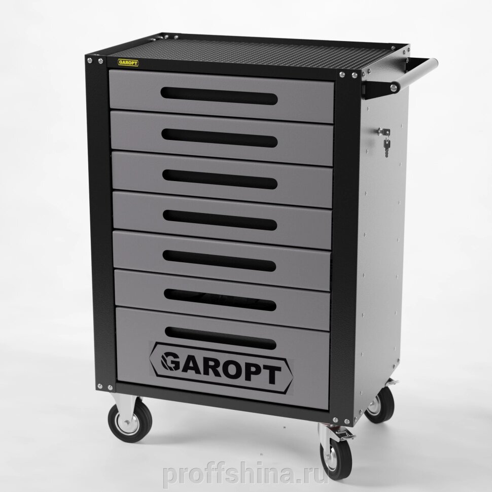 GTH7. GREY Тележка инструментальная Garopt 7 ящиков центральный замок, увеличенные колеса, доводчики от компании Proffshina - фото 1