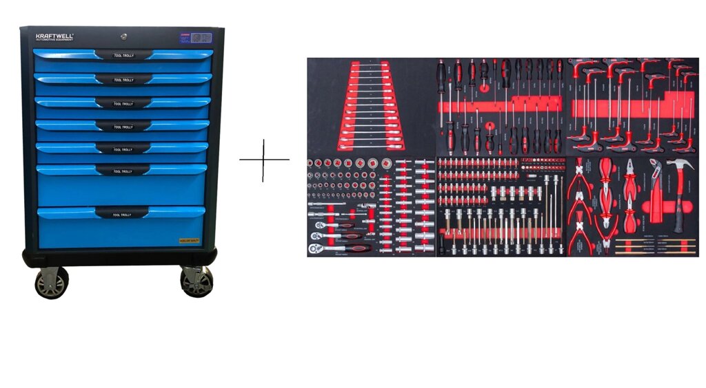 KraftWell KRW-TTB+SET277 Тележка с 7 ящиками+ПОДАРОК инструмент 277 предметов от компании Proffshina - фото 1