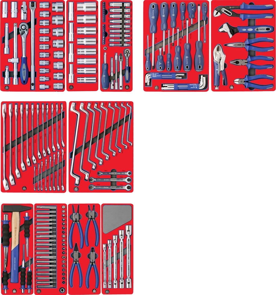 МАСТАК Набор инструментов "МАСТЕР" для тележки, 11 ложементов, 205 предметов от компании Proffshina - фото 1