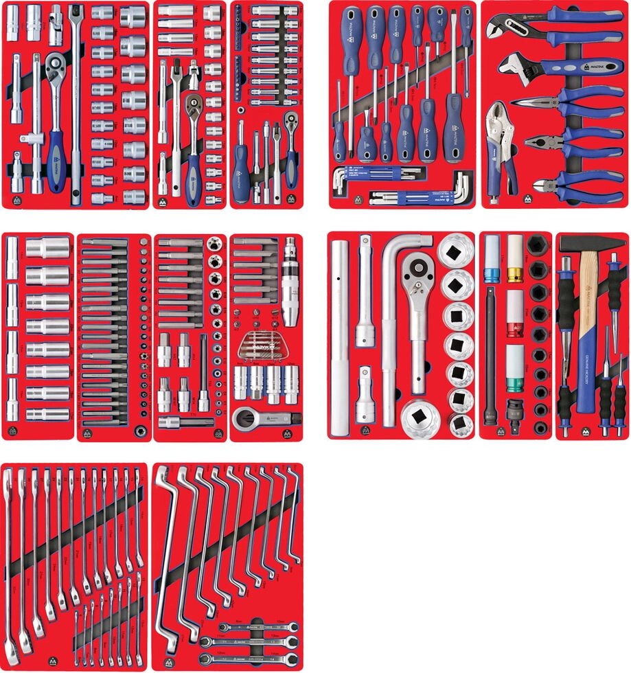 МАСТАК Набор инструментов "ПРОФИ" для тележки, 14 ложементов, 299 предметов от компании Proffshina - фото 1