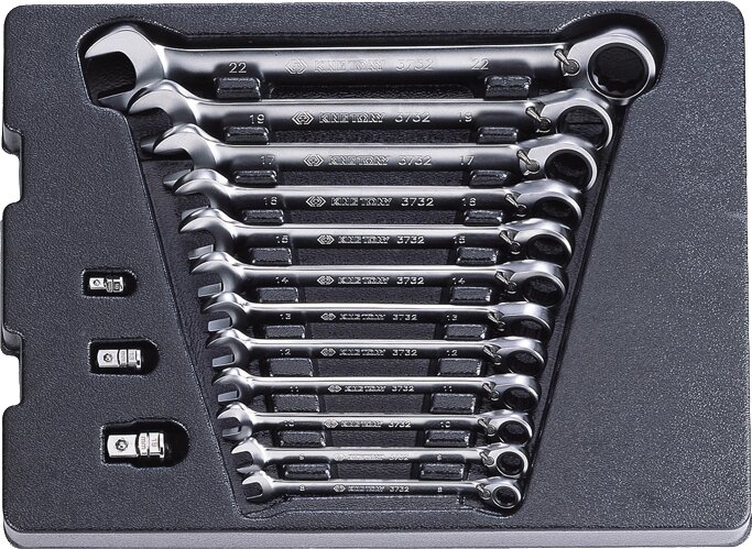 Набор комбинированных ключей с трещоткой,  15 предметов king tony 9-10215mr от компании Proffshina - фото 1