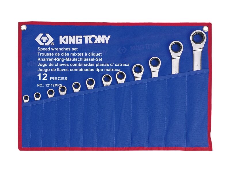 Набор комбинированных трещоточных ключей, 12 предметов king tony 12112mrn от компании Proffshina - фото 1