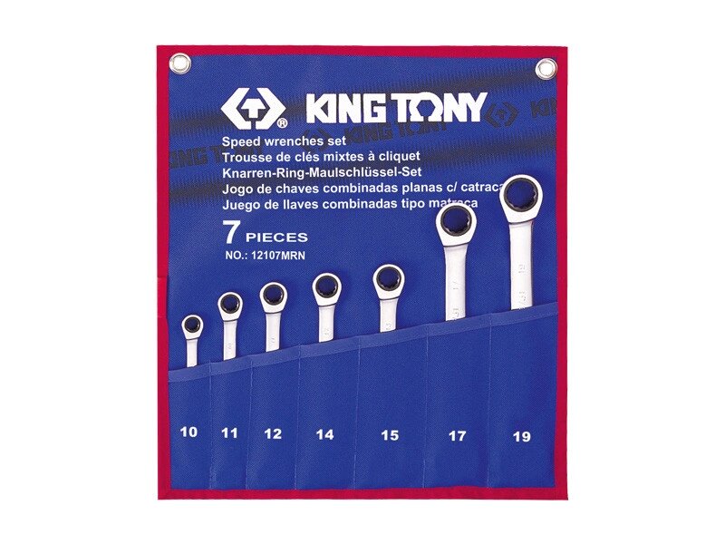 Набор комбинированных трещоточных ключей, 7 предметов king tony 12107mrn от компании Proffshina - фото 1