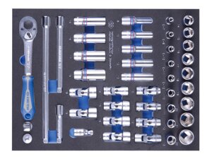 Набор торцевых головок 3/8 с принадлежностями, 44 предмета king tony 9-3544mrv