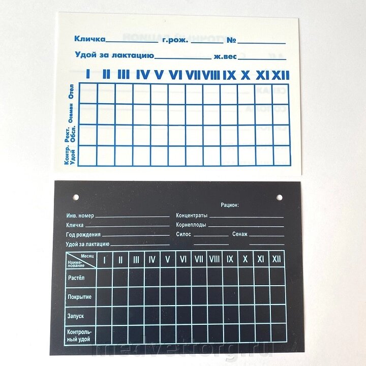 Карточка информационная (пластик) для нанесения данных о животных от компании "МедВетТорг" - фото 1